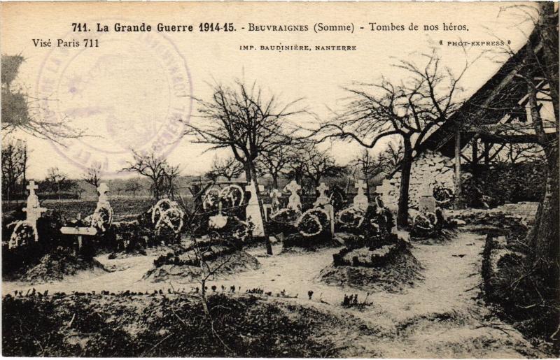 Carte postale ancienne Beauvraignes Tombes de nos heros