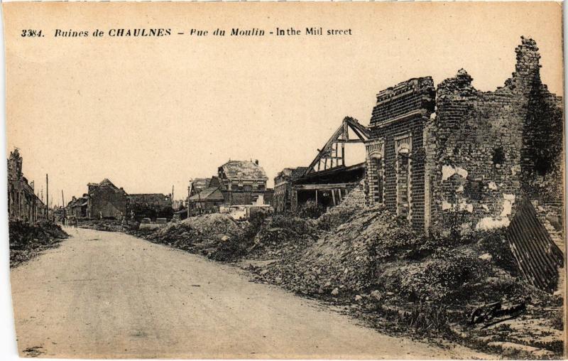 Carte postale ancienne Ruines de Chaulnes vue du Moulin à Chaulnes