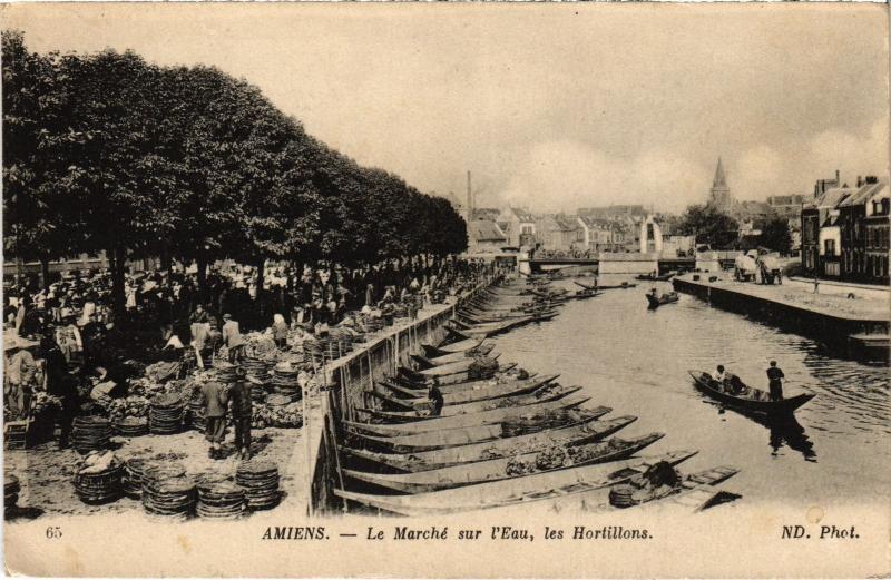 Carte postale ancienne Amiens le marche sur l'Eau à Amiens