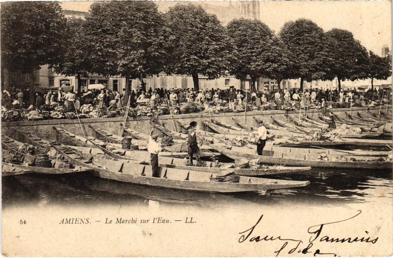 Carte postale ancienne Amiens le marche sur l'Eau à Amiens
