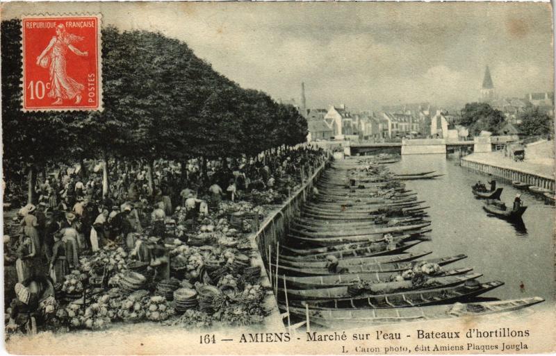 Carte postale ancienne Amiens le marche sur l'Eau à Amiens