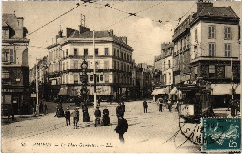 Carte postale ancienne Amiens Place Gambetta à Amiens