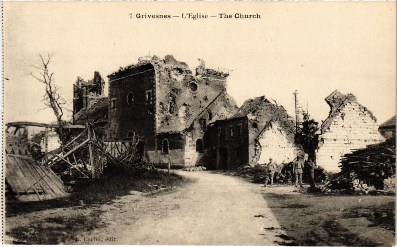 Carte postale ancienne Grivesnes eglise à Grivesnes