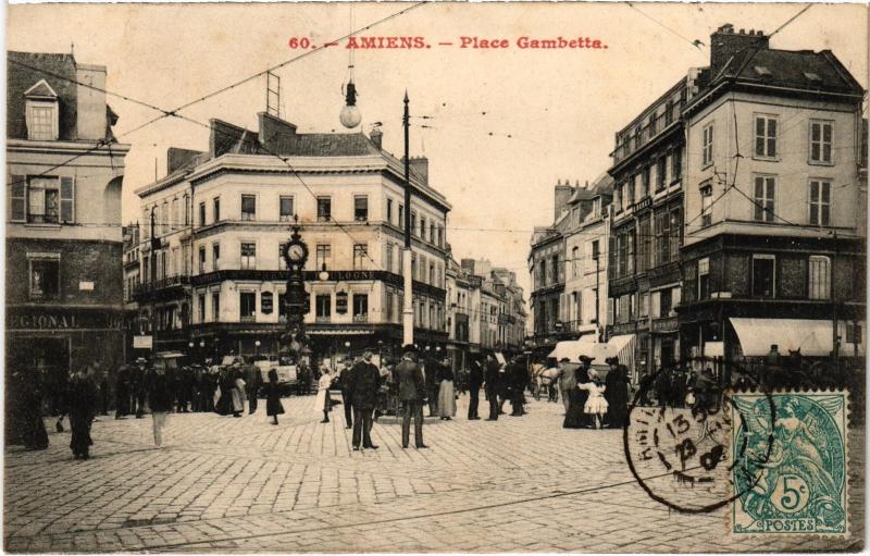 Carte postale ancienne Amiens Place Gambetta à Amiens