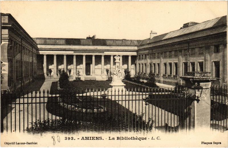 Carte postale ancienne Amiens la Bibliotheque à Amiens