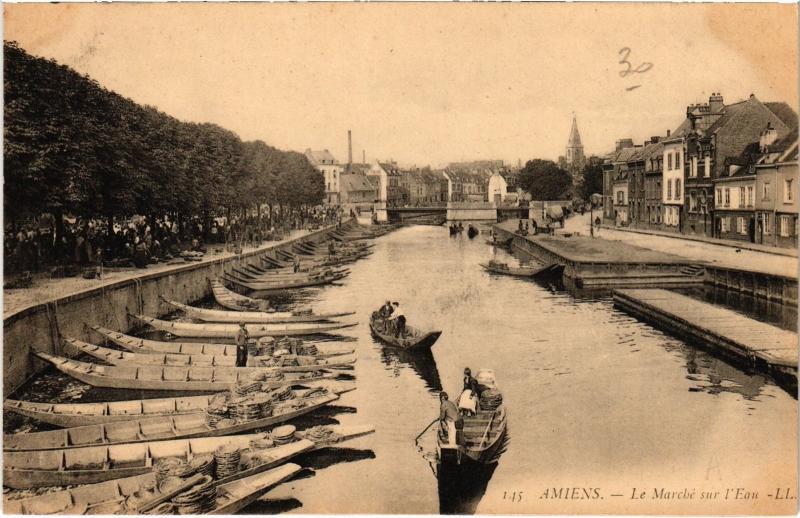 Carte postale ancienne Amiens le marche sur l'Eau à Amiens