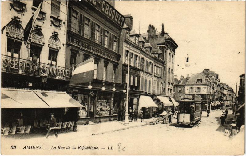 Carte postale ancienne Amiens Rue de la Republique à Amiens