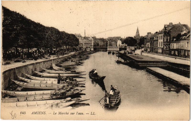 Carte postale ancienne Amiens le marche sur l'Eau à Amiens
