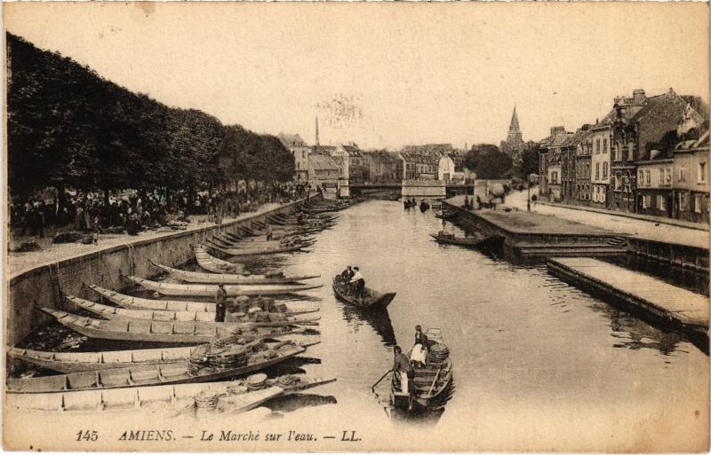 Carte postale ancienne Amiens le marche sur l'Eau à Amiens