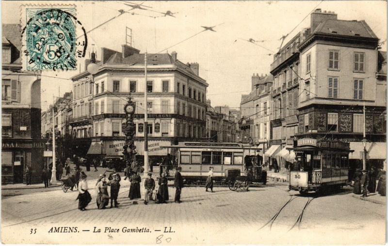 Carte postale ancienne Amiens Place Gambetta à Amiens