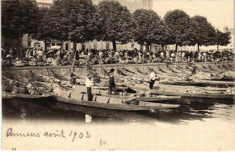 Carte postale ancienne Amiens le marche sur l'Eau à Amiens