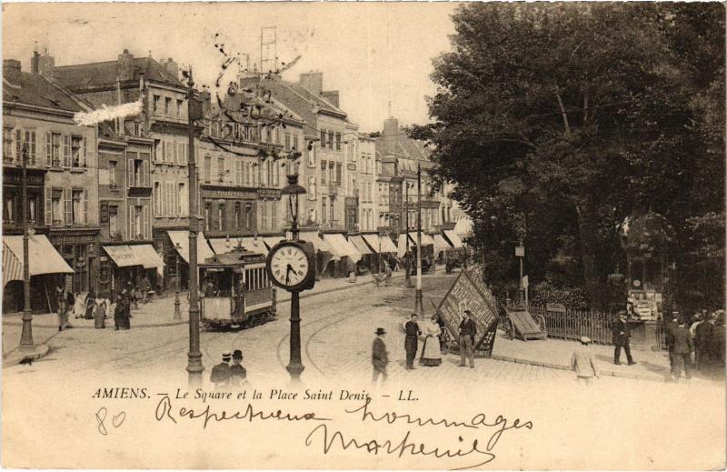 Carte postale ancienne Amiens le Square et la Place Saint-Denis à Amiens