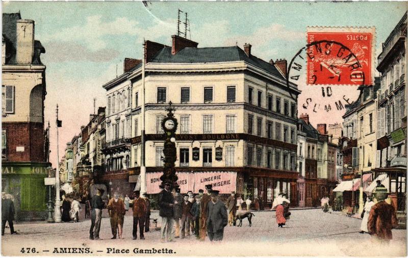Carte postale ancienne Amiens Place Gambetta à Amiens
