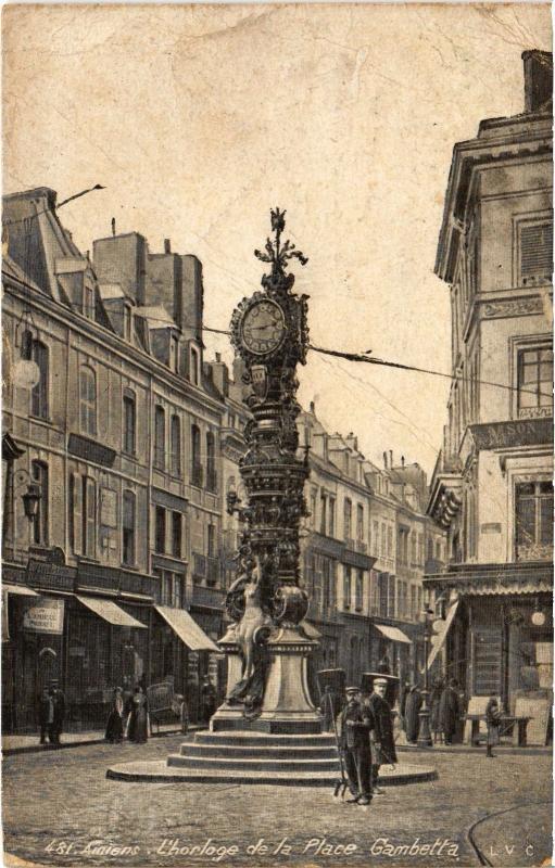 Carte postale ancienne Amiens Horloge de la Place Gambetta à Amiens