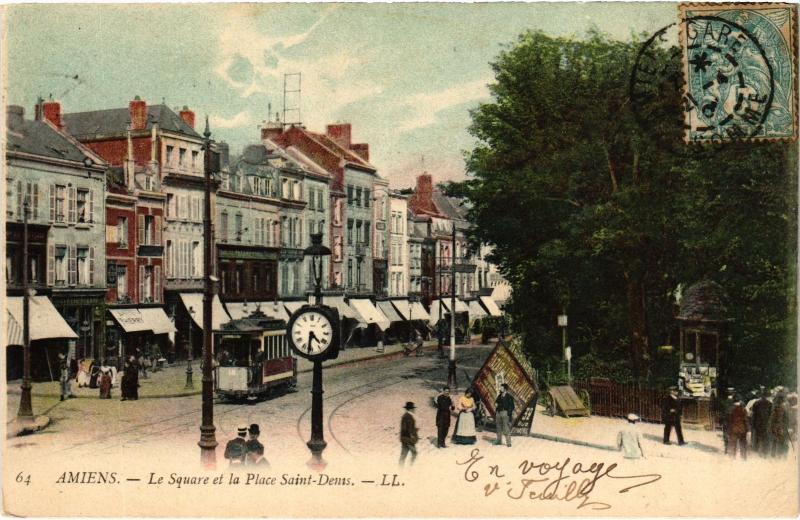 Carte postale ancienne Amiens le Square et Place Saint-Denis à Amiens