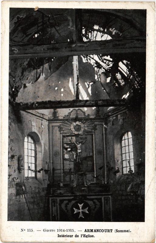Carte postale ancienne Armancourt interieur de l'eglise à Armancourt