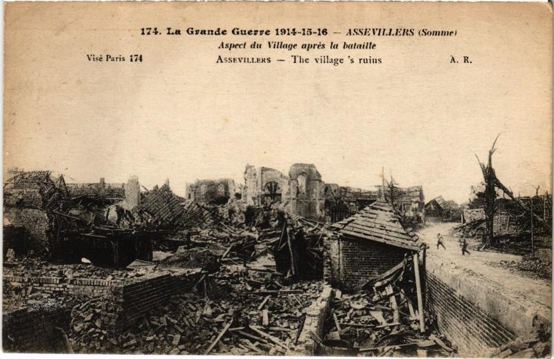 Carte postale ancienne Assevillers aspect du village à Assevillers