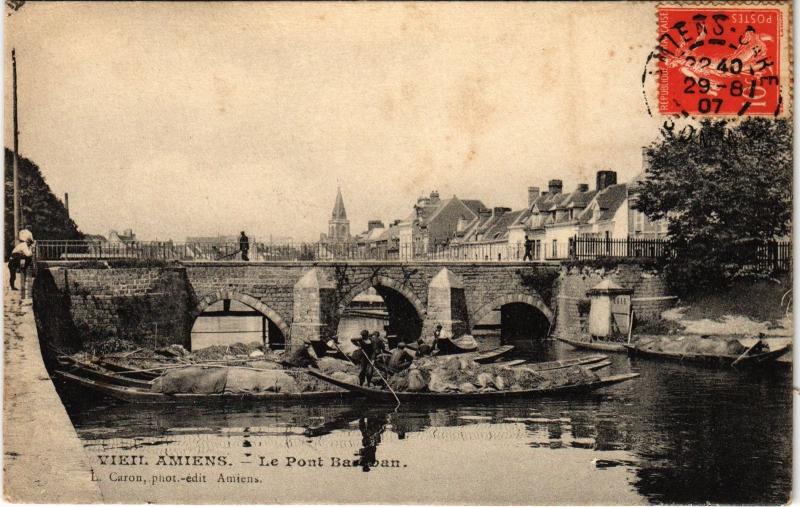 Carte postale ancienne Amiens Pont Baraban à Amiens