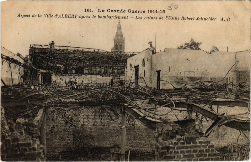 Carte postale ancienne Albert Les ruines de l'Usine Robert Schneider à Albert