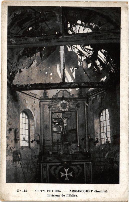 Carte postale ancienne Armancourt interieur de l'eglise à Armancourt
