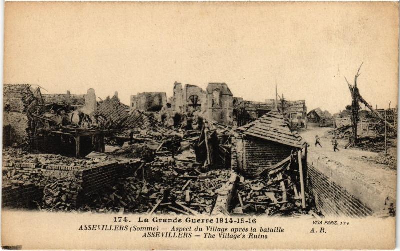 Carte postale ancienne Assevillers aspect du village à Assevillers