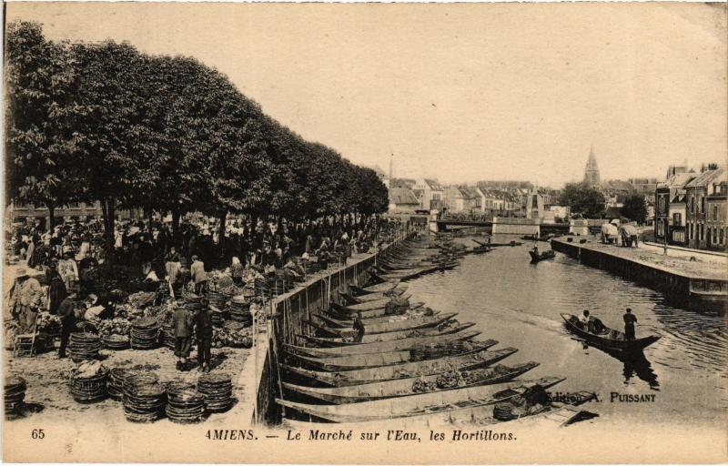 Carte postale ancienne Amiens le marche sur l'Eau à Amiens