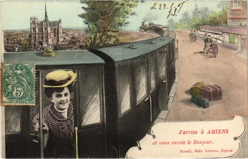 Carte postale ancienne Amiens souvenir à Amiens