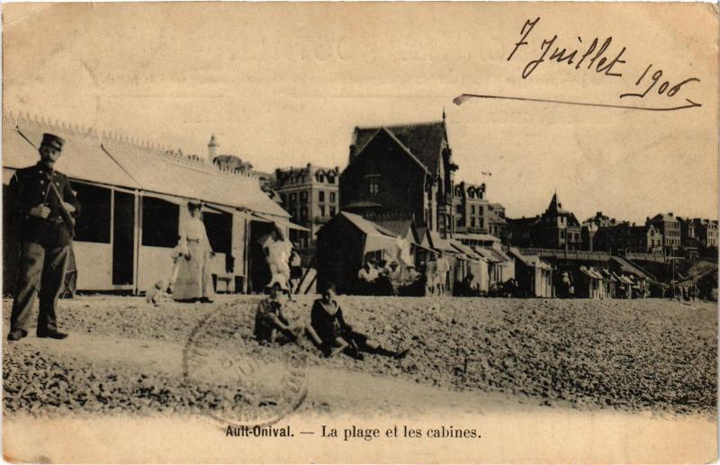 Carte postale ancienne Ault la plage et les cabines