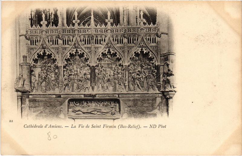 Carte postale ancienne Amiens la Cathedrale La Vie de Saint-Firmin à Amiens