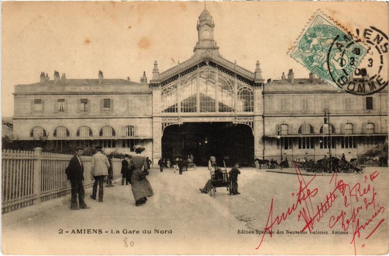 Carte postale ancienne Amiens la gare à Amiens