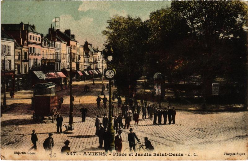 Carte postale ancienne Amiens Place et Jardin Saint-Denis à Amiens