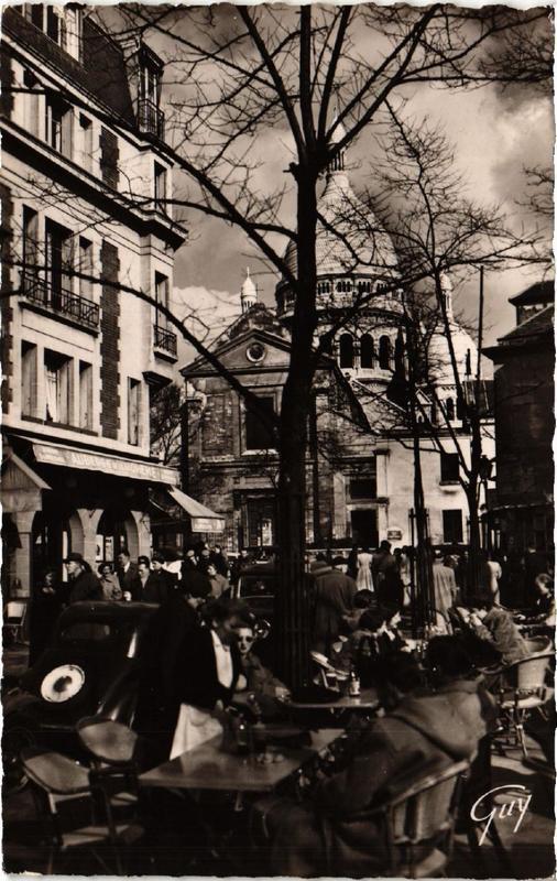 Carte postale ancienne Place du Tertre - Eglise Saint-Pierre à Paris 18e