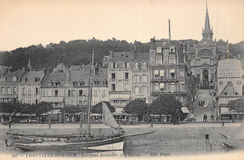 Carte postale ancienne Trouville Sur Mer - Le Quai Joinville Et Eglise à Trouville-sur-Mer