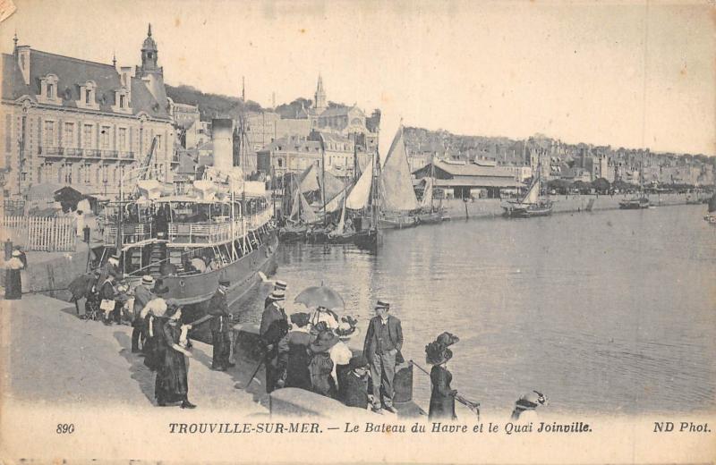 Carte postale ancienne Trouville Sur Mer - Le Bateau Du Havre Et Quai Joinville à Trouville-sur-Mer