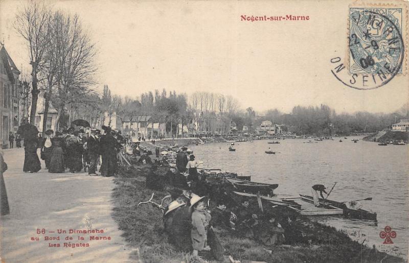 Carte postale ancienne Nogent Sur Marne - Un Dimanche Au Bord De La Marne - Les Regates à Nogent-sur-Marne
