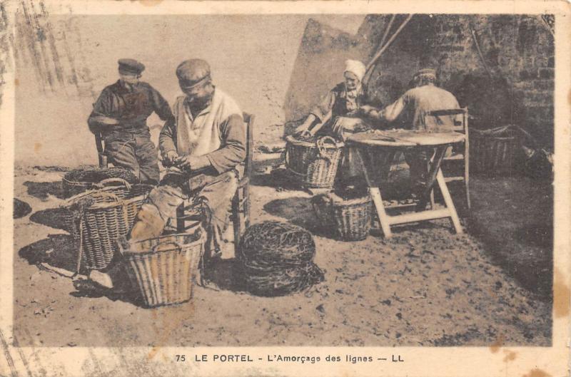 Carte postale ancienne Le Portel - L'Amorcage Des Lignes au Portel