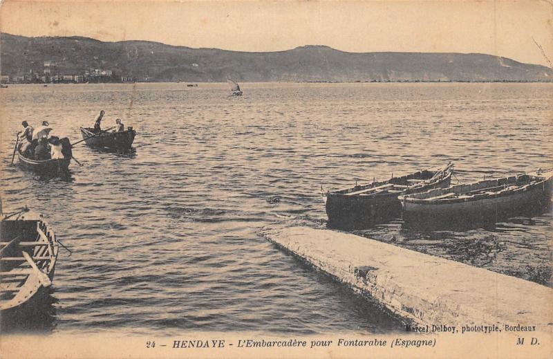 Carte postale ancienne Hendaye - L'Embarcadere Pour Fontarabie à Hendaye
