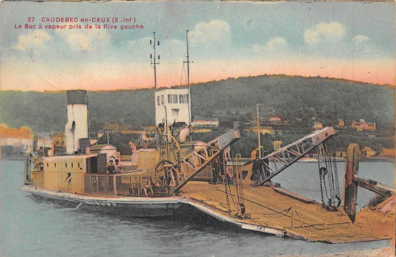 Carte postale ancienne Caudebec En Caux - Le Bac A Vapeur Pris De La Rive Gauche