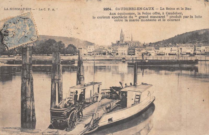 Carte postale ancienne Caudebec En Caux - La Seine Et Le Bac