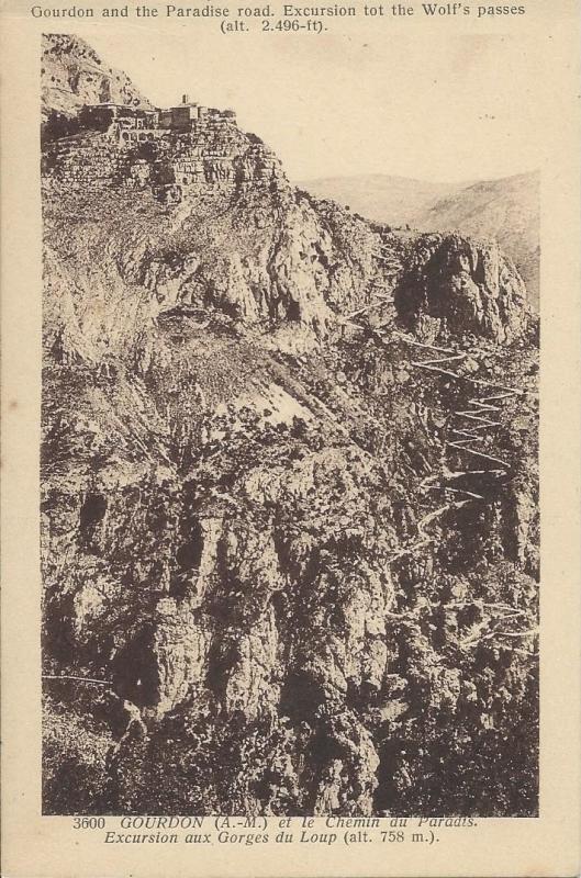 Carte postale ancienne Le Chemin du Paradis à Gourdon