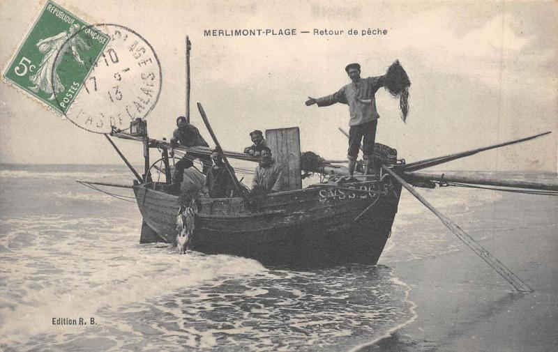 Carte postale ancienne Merlimont Plage - Retour De Peche à Merlimont