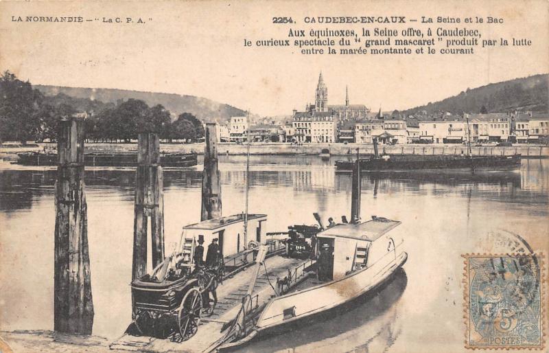 Carte postale ancienne Caudebec En Caux - La Seine Et Le Bac