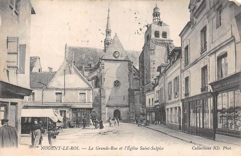 Carte postale ancienne Nogent Le Roi - La Grande Rue Et Eglise Saint-Sulpice à Nogent-le-Roi