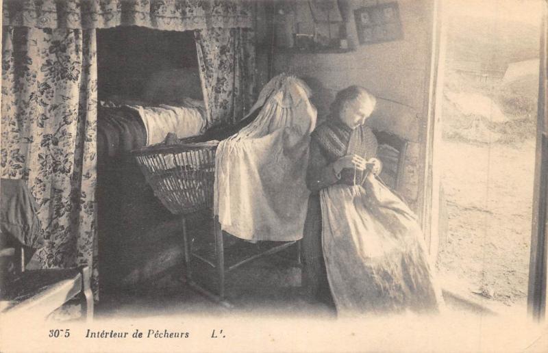 Carte postale ancienne Interieur De Pecheurs