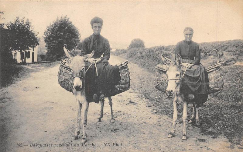 Carte postale ancienne Basquaises Revenant Du Marche