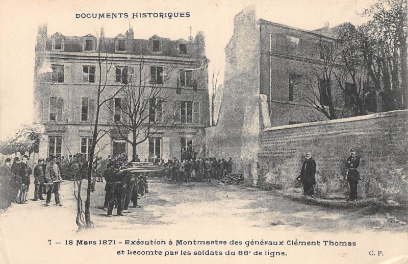 Carte postale ancienne Paris - 18 Mars 1871 - Execution A Montmartre Des Generaux Thomas Lecomte à Paris