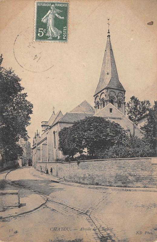 Carte postale ancienne Chatou - Abside De L'Eglise à Chatou