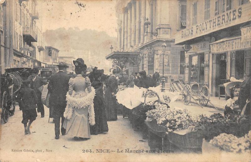 Carte postale ancienne Nice - Le Marche Aux Fleurs à Nice