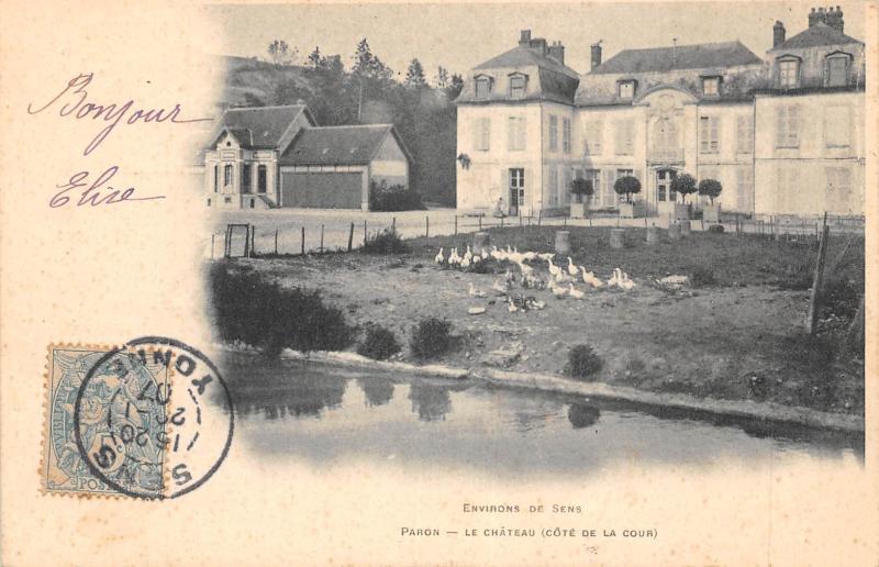 Carte postale ancienne Paron - Le Chateau - Cote De La Cour à Paron