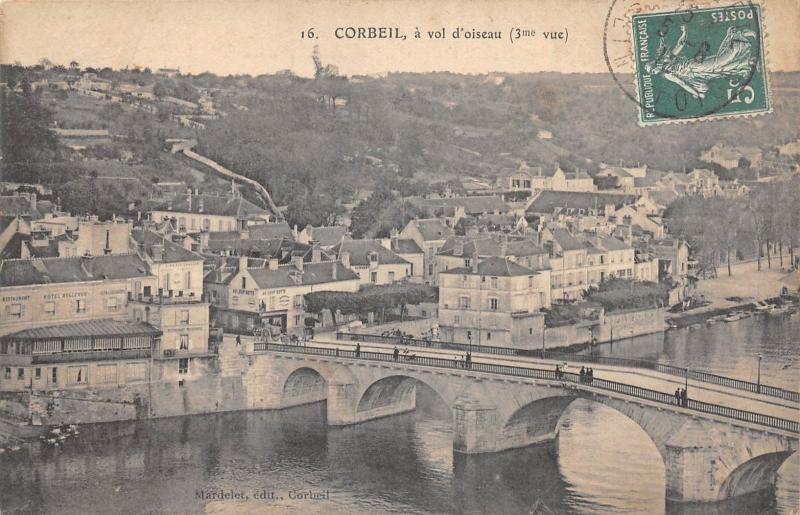 Carte postale ancienne Corbeil A Vol D'Oiseau